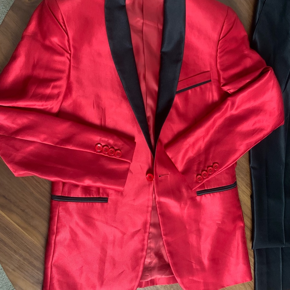 Red & Black Men Suit Jacket